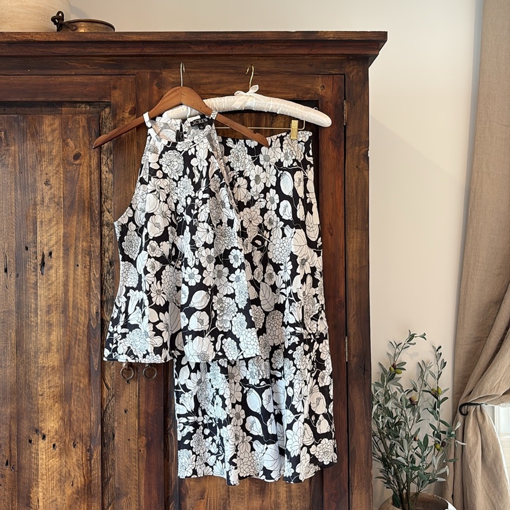 J. Crew Black and White Maxi Linen Set